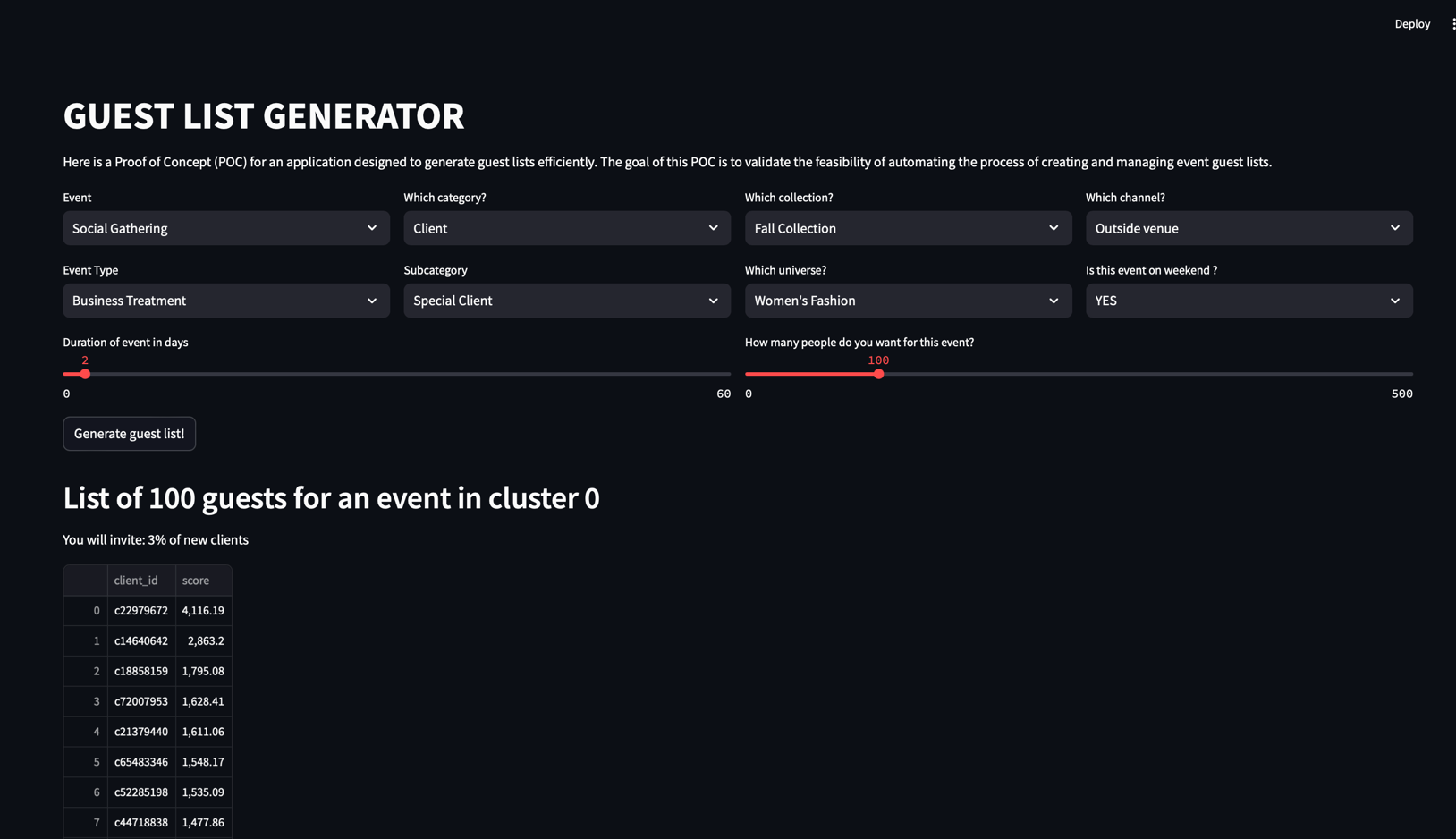Client List Generator